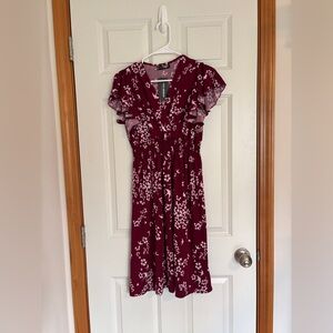 Autumnal Berry Red floral dress